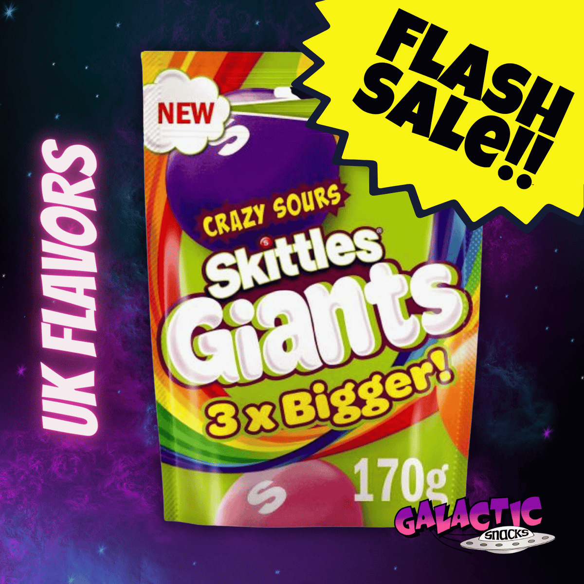Skittles Giants Crazy Sours - 132g (United Kingdom) – Galactic Snacks