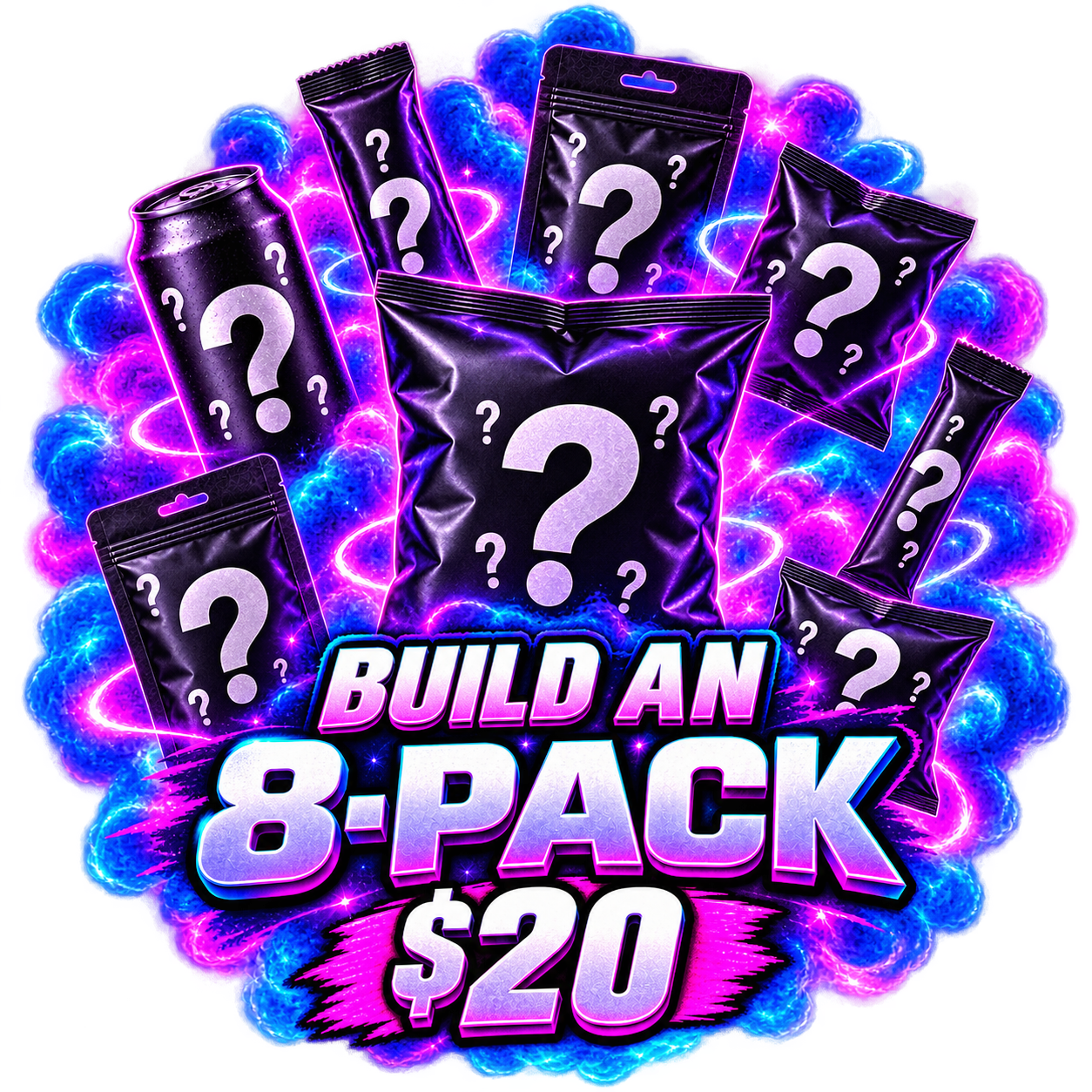 The $20 Galactic Grab Bag isolated build-an-8-pack bundle artwork