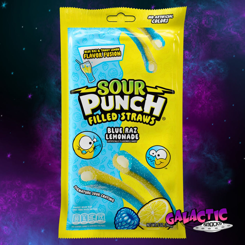 Sour Punch Filled Straws - Blue Raz Lemonade - 10 Pack