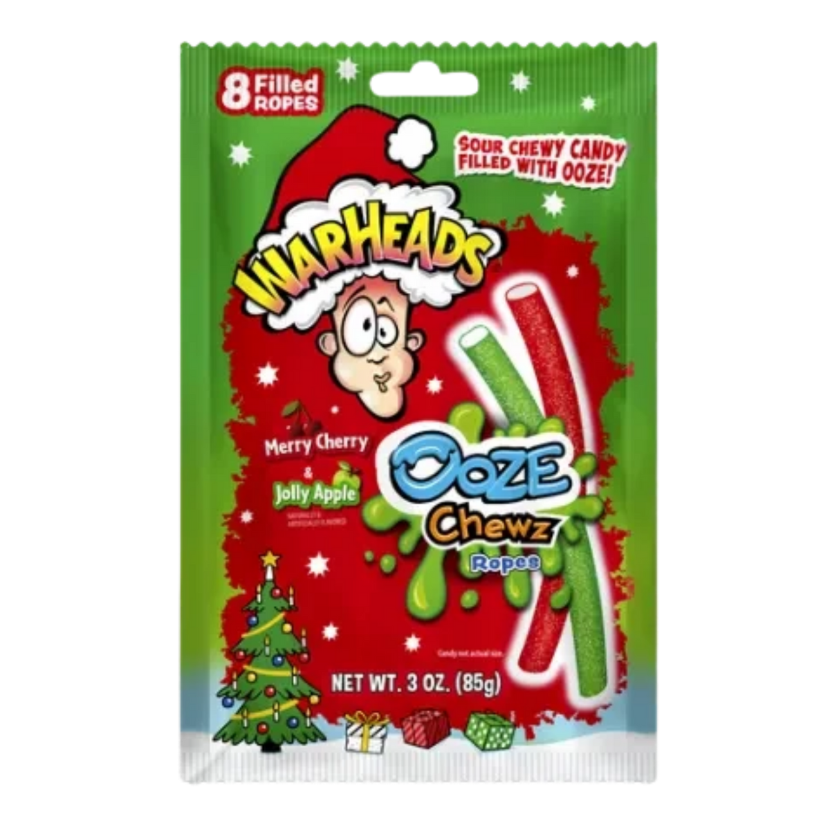 Warheads Ooze Chewz Merry Cherry & Jolly Apple Ropes — 3 oz (Mexico) — isolated product