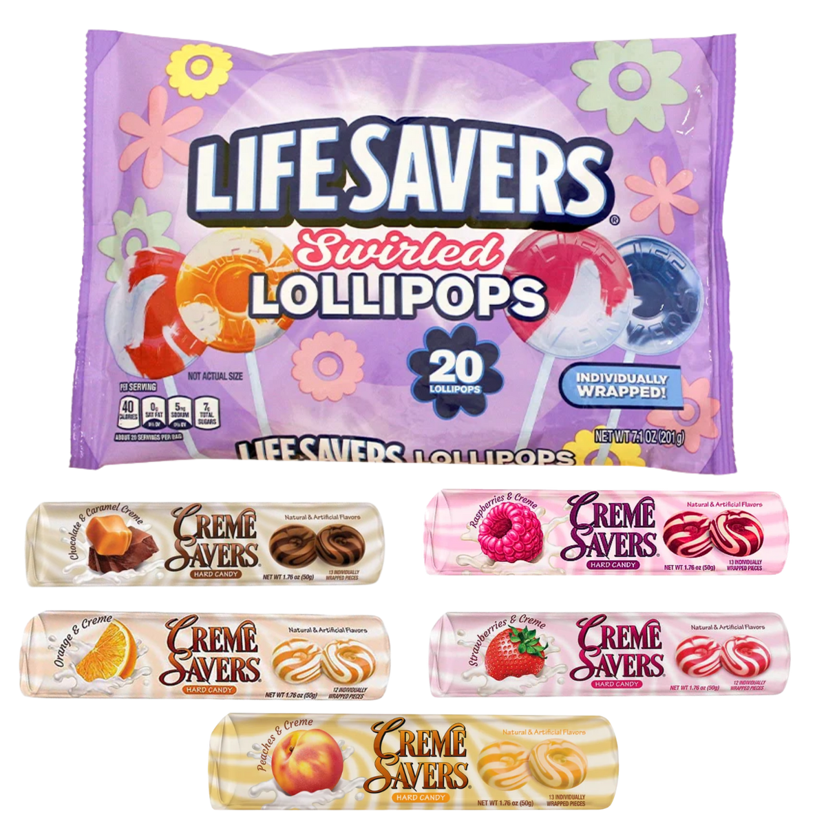 Creme Savers Nostalgia Bundle 6-piece isolated product assortment