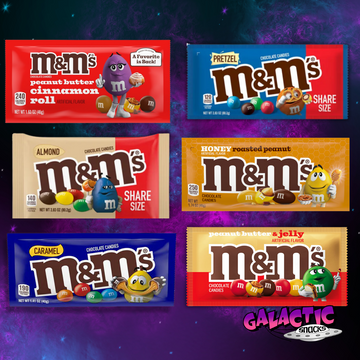 M&M's bundle — 6 approved products on the Galactic Snacks background