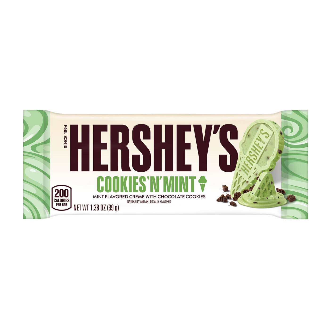Hershey's Cookies 'N' Mint Ice Cream Bar - 1.38 oz transparent front package cutout