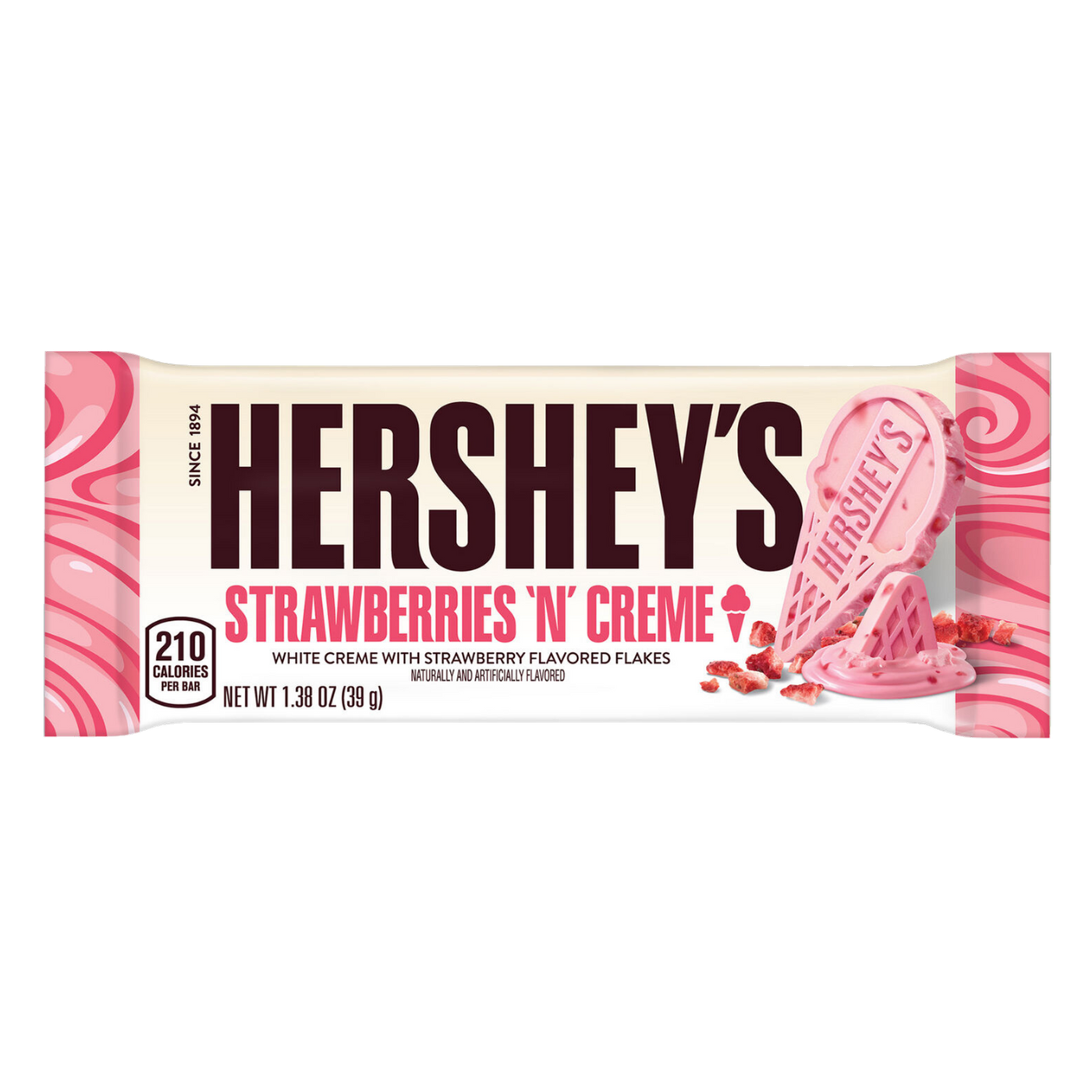 Hershey's Strawberries 'N' Creme Ice Cream Bar - 1.38 oz transparent front package cutout