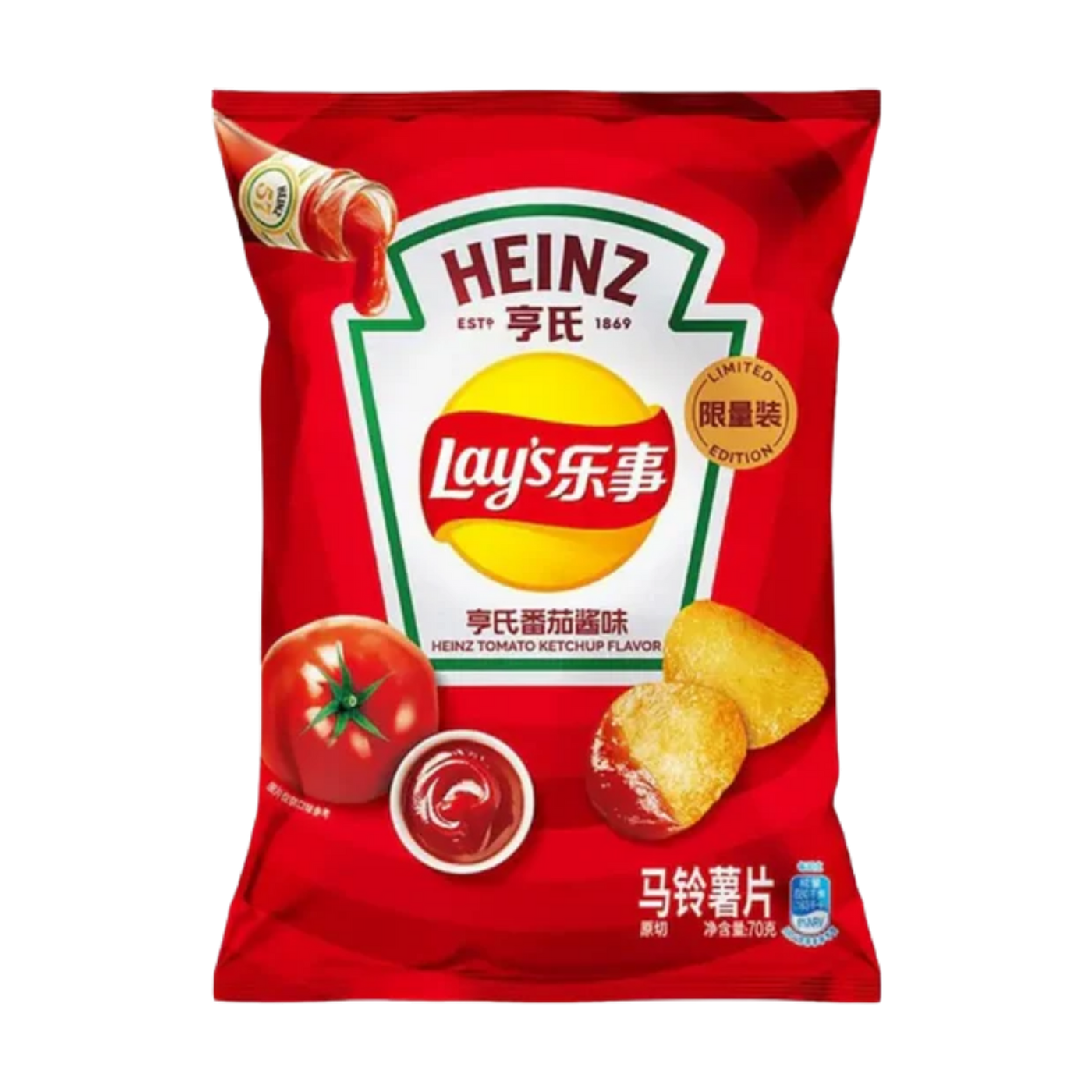 Lay's Heinz Ketchup Potato Chips 70g - (Taiwan) product cutout