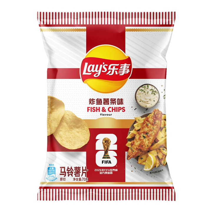 Lay's World Cup Fish & Chips potato chips 70g China package cutout