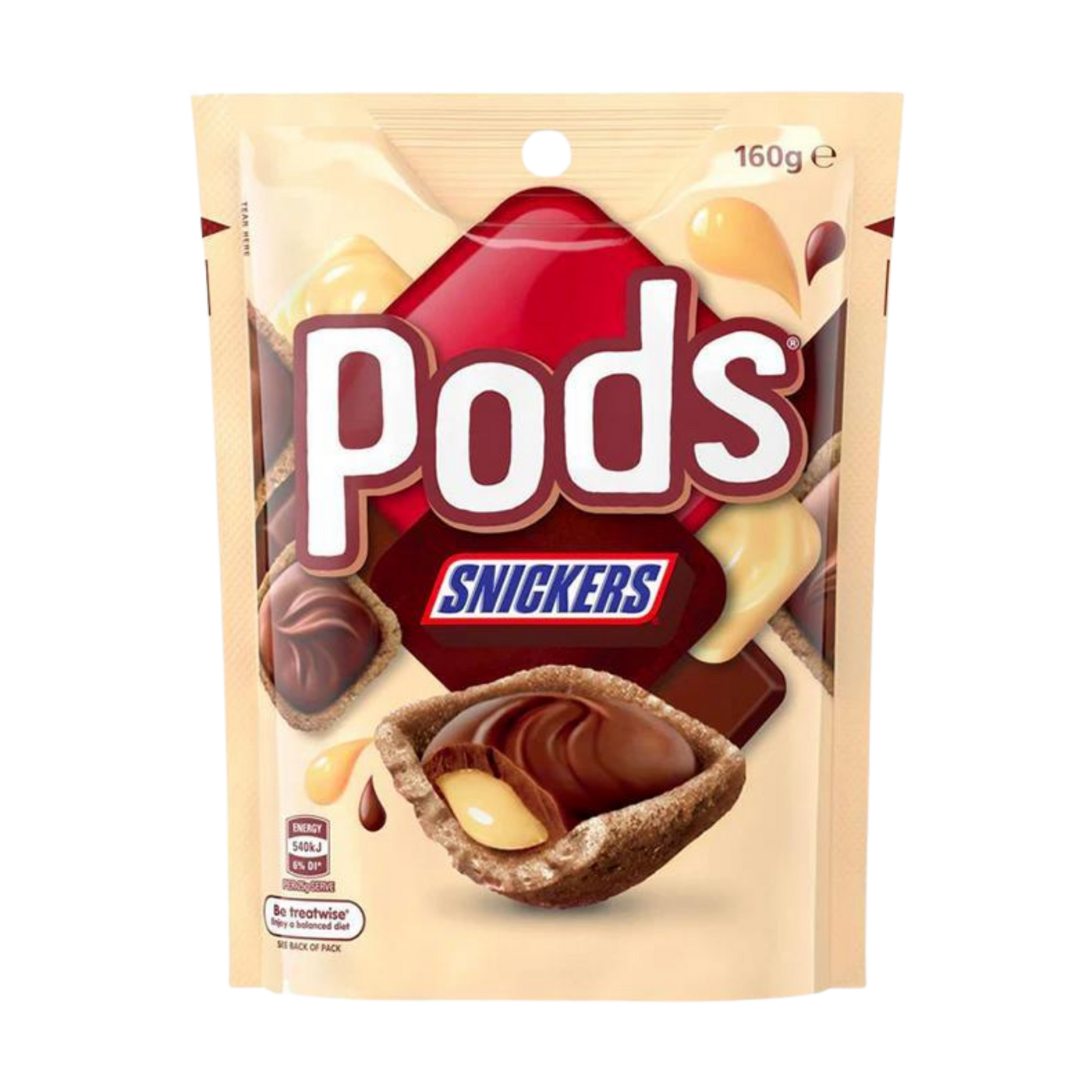 Snickers Pods Australia transparent product cutout