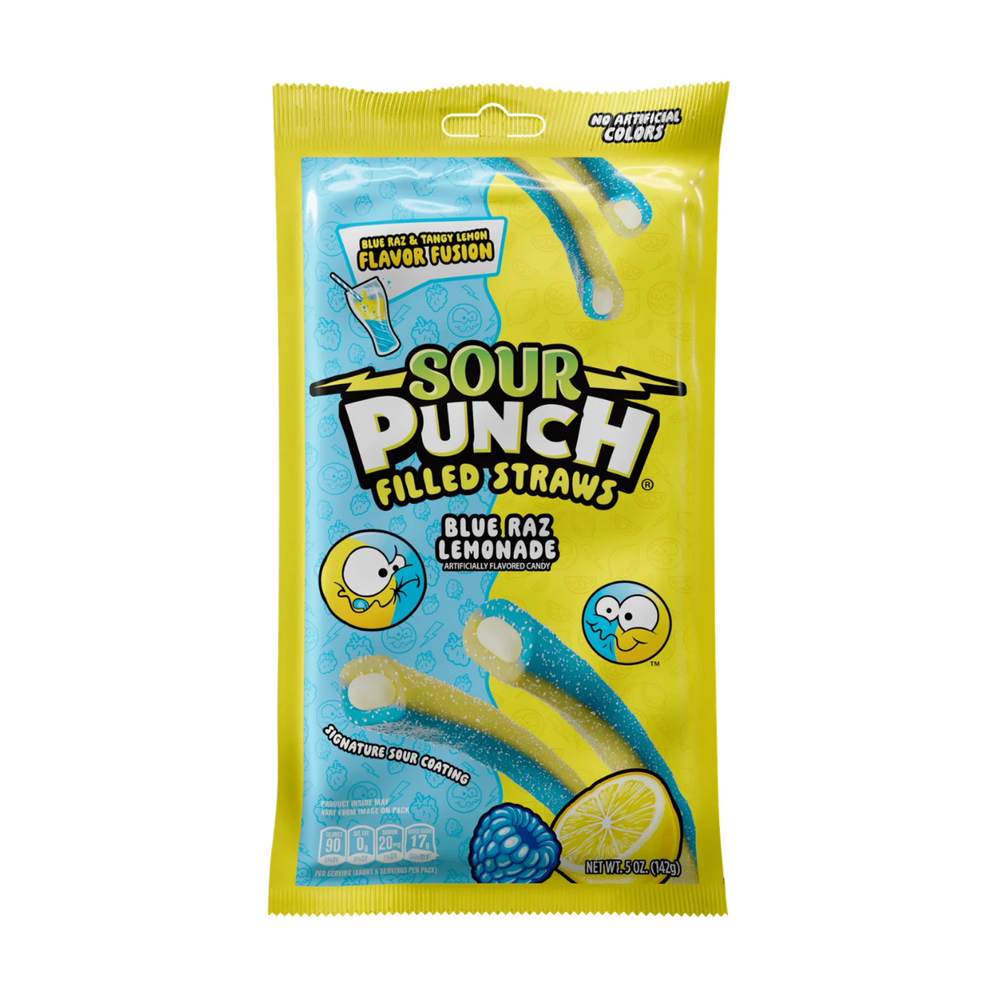 Sour Punch Filled Straws - Blue Raz Lemonade - 10 Pack product cutout