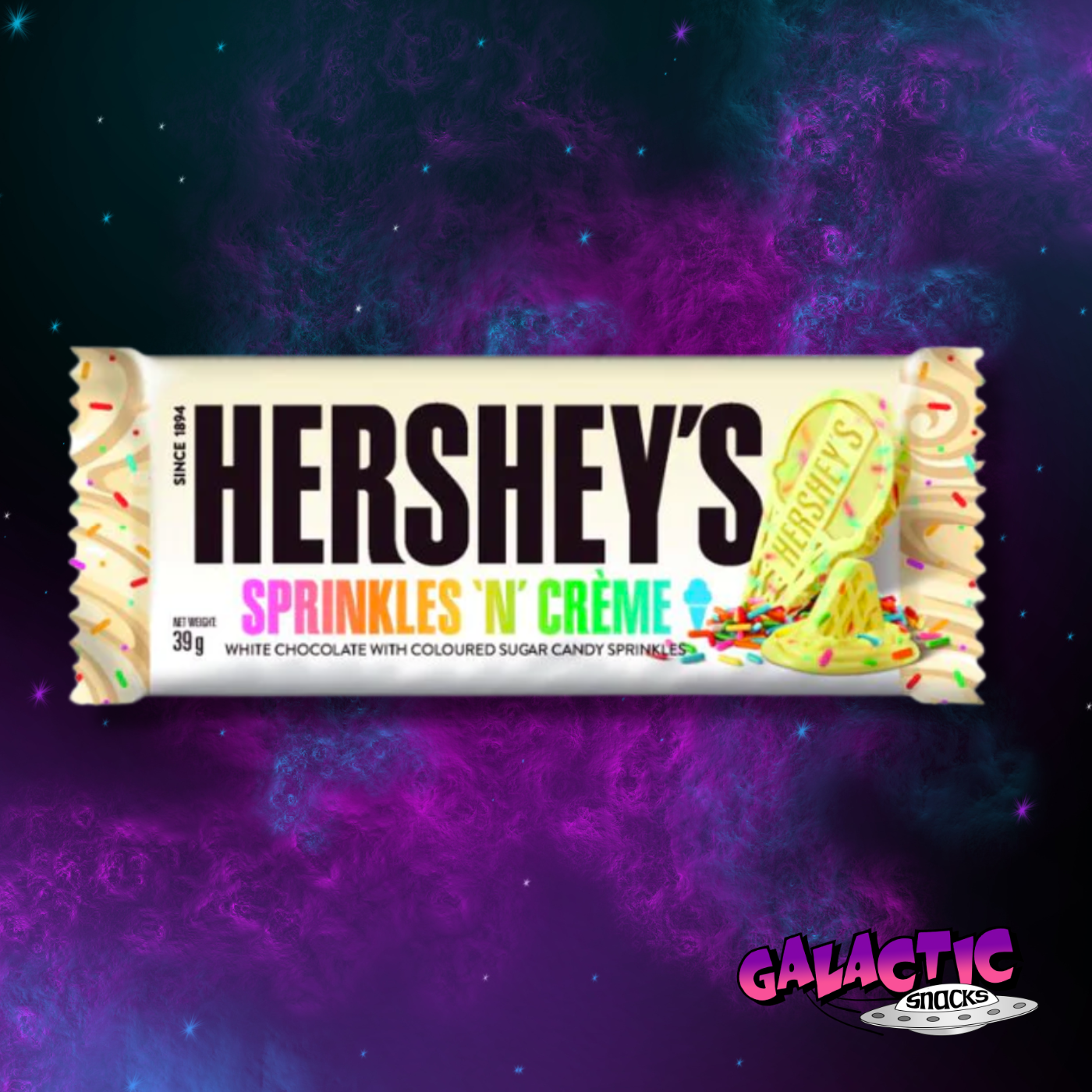 Hershey's Sprinkles N Creme - Birthday Cake Bar - 39g (United Kingdom) - Galactic Snacks BuySnacksOnline.com