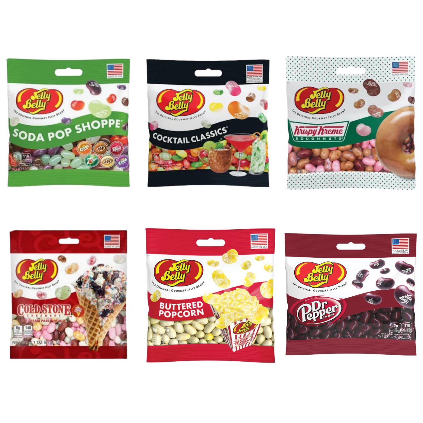 Jelly Belly Sampler Bundle 6-piece isolated product assortment