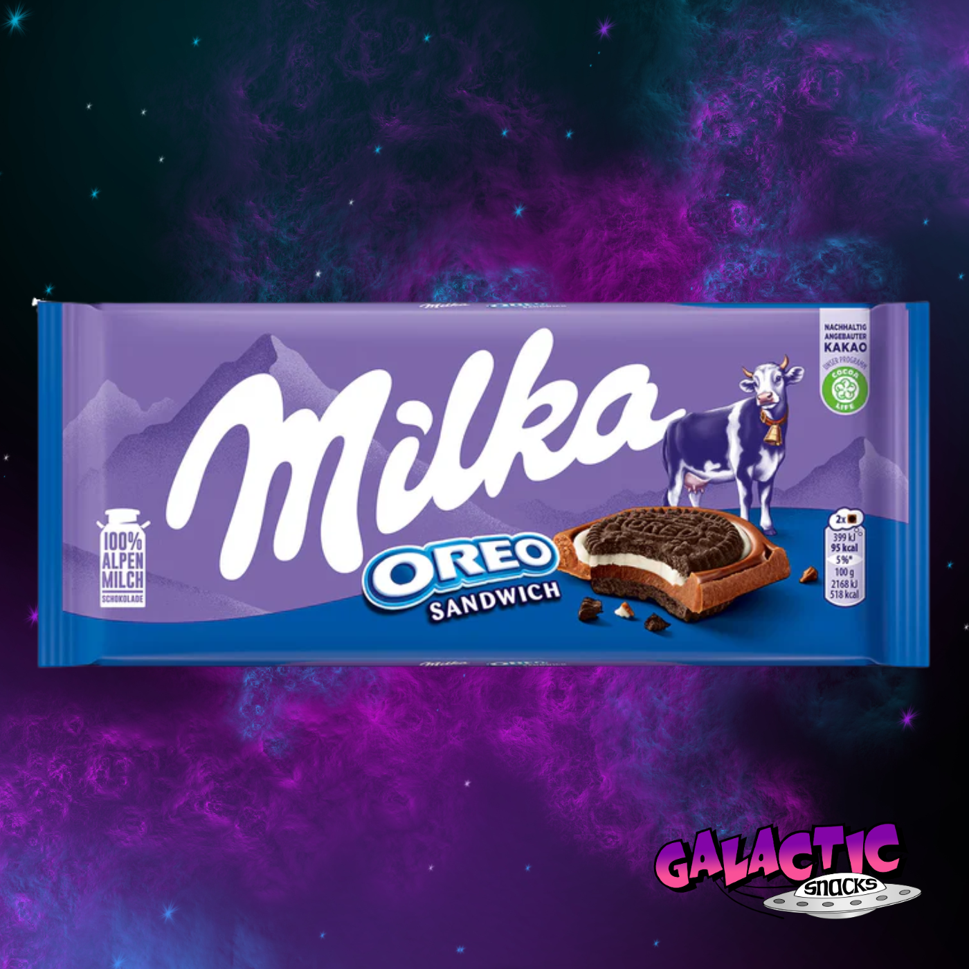 Milka Oreo Sandwich Chocolate Bar - 100g (Romania)
