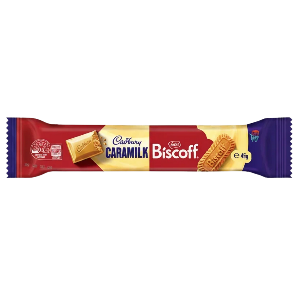Cadbury Caramilk Biscoff — 45g (Australia) — isolated package