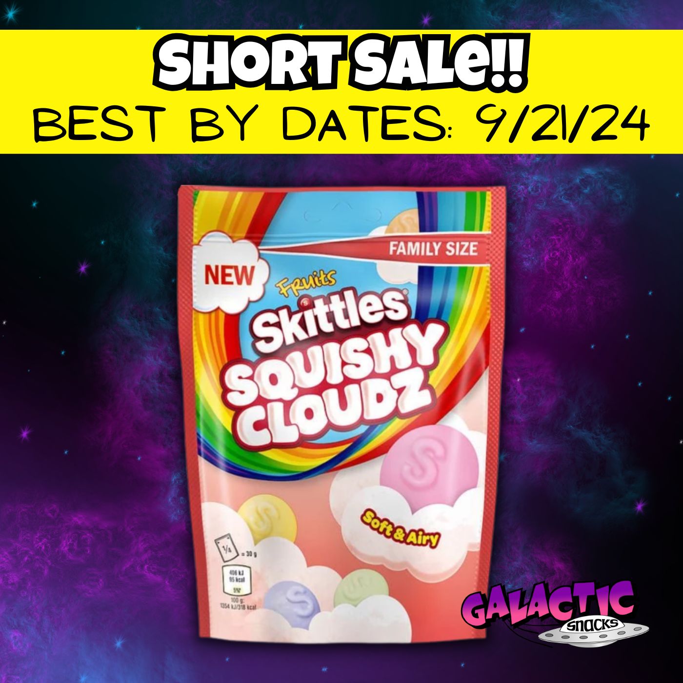 BEST BY 9-21-24 - Skittles Squishy Cloudz - 94g (UK)