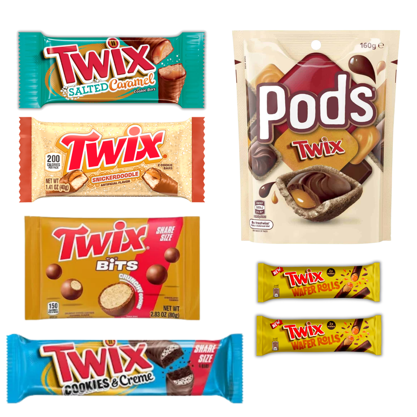 The Ultimate Twix Bundle transparent composition featuring six Twix varieties and seven total items