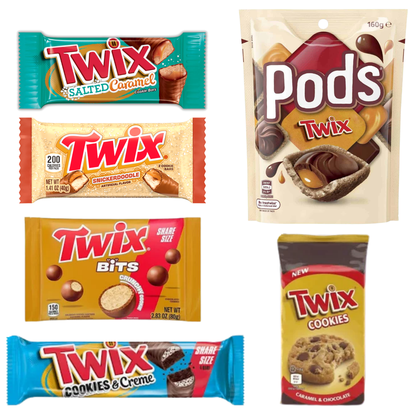 The Ultimate Twix Bundle transparent product composition featuring six Twix products