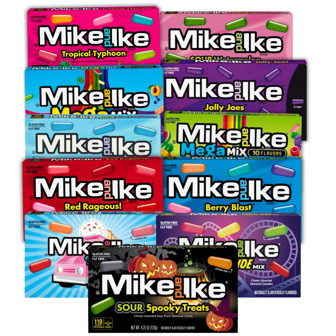 Ultimate Mike & Ike Bundle 11-piece isolated product assortment