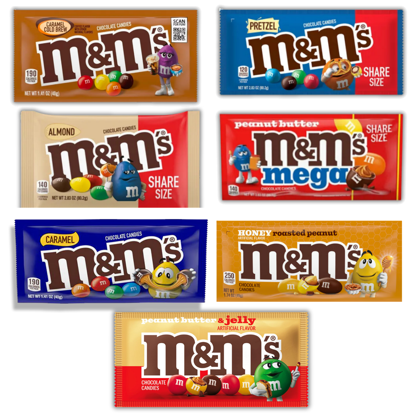 Ultimate M&M's Bundle 7-piece isolated product assortment