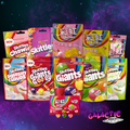 The Ultimate Skittles Bundle with 11 imported Skittles varieties on the Galactic Snacks background
