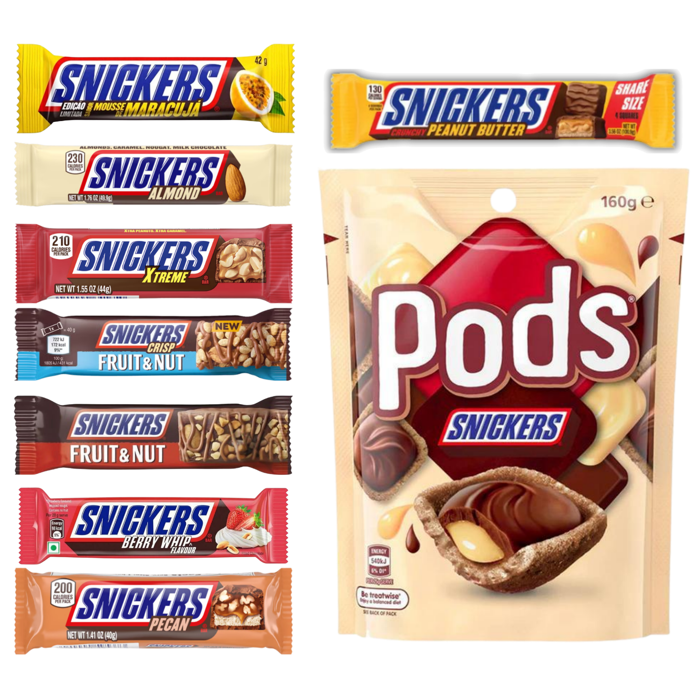 Ultimate Snickers bundle – transparent 9-piece product cutout