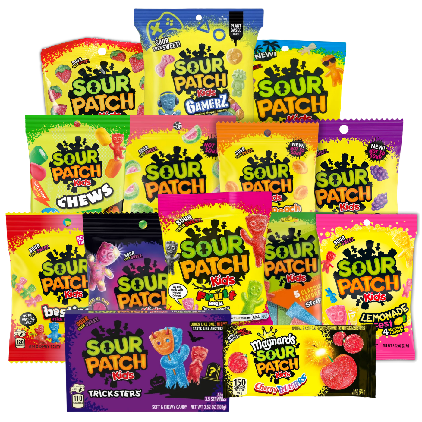 Ultimate Sour Patch Kids Bundle 14-piece isolated product assortment