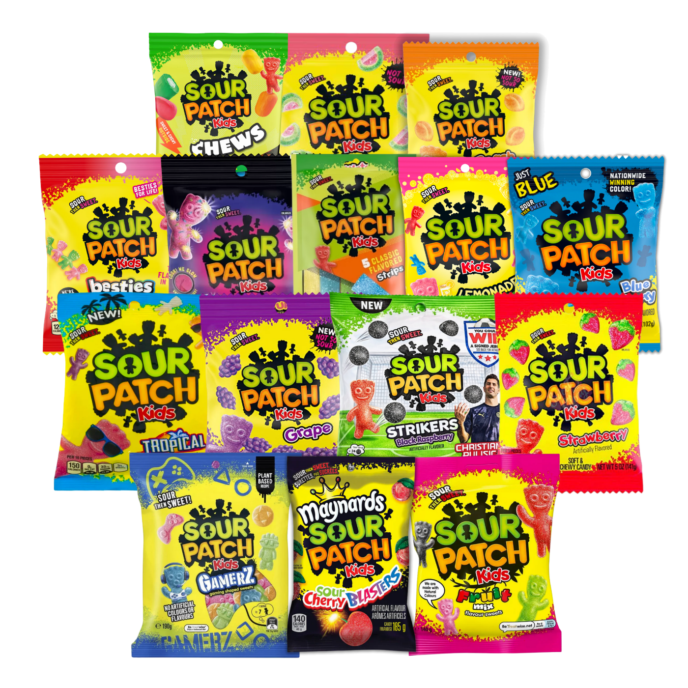 Ultimate Sour Patch Kids bundle – transparent 15-piece product cutout