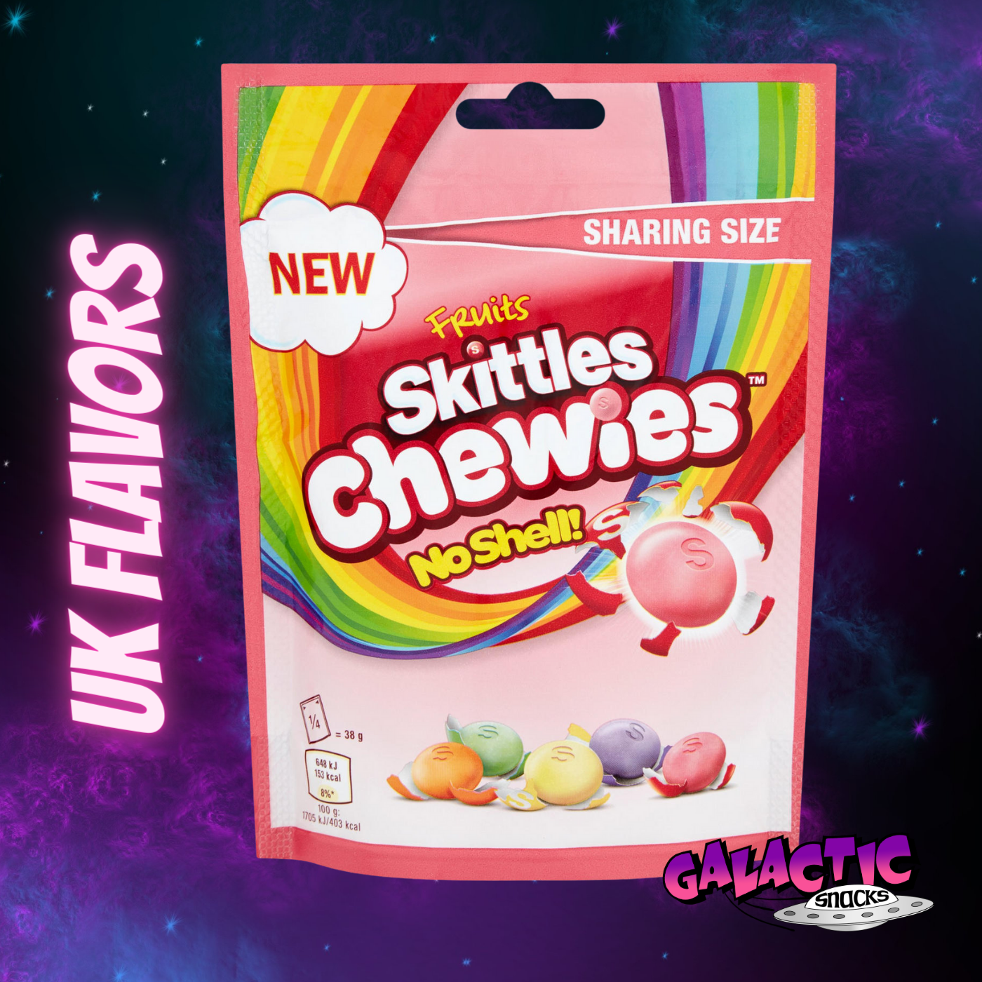 Skittles Chewies Pouch- 137g (United Kingdom) - Galactic Snacks BuySnacksOnline.com