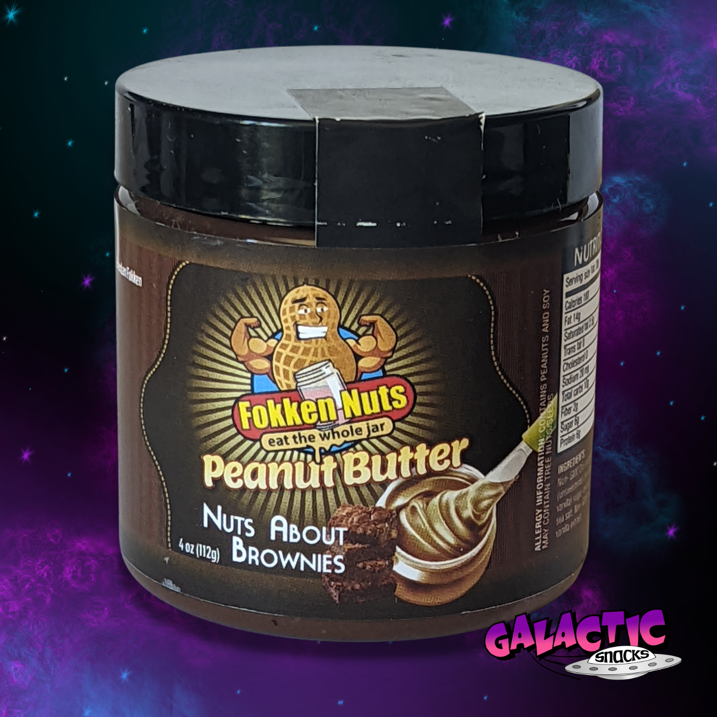 Fokken Nuts - Brownie Peanut Butter - 4 oz - Galactic Snacks BuySnacksOnline.com