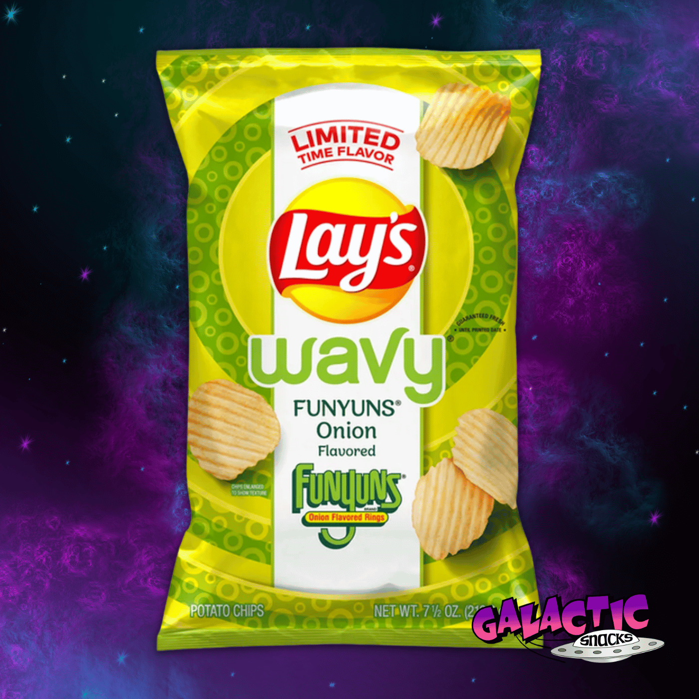Lay's Wavy Funyuns Flavored Potato Chips 74g - (Limited Editon) - Galactic Snacks BuySnacksOnline.com