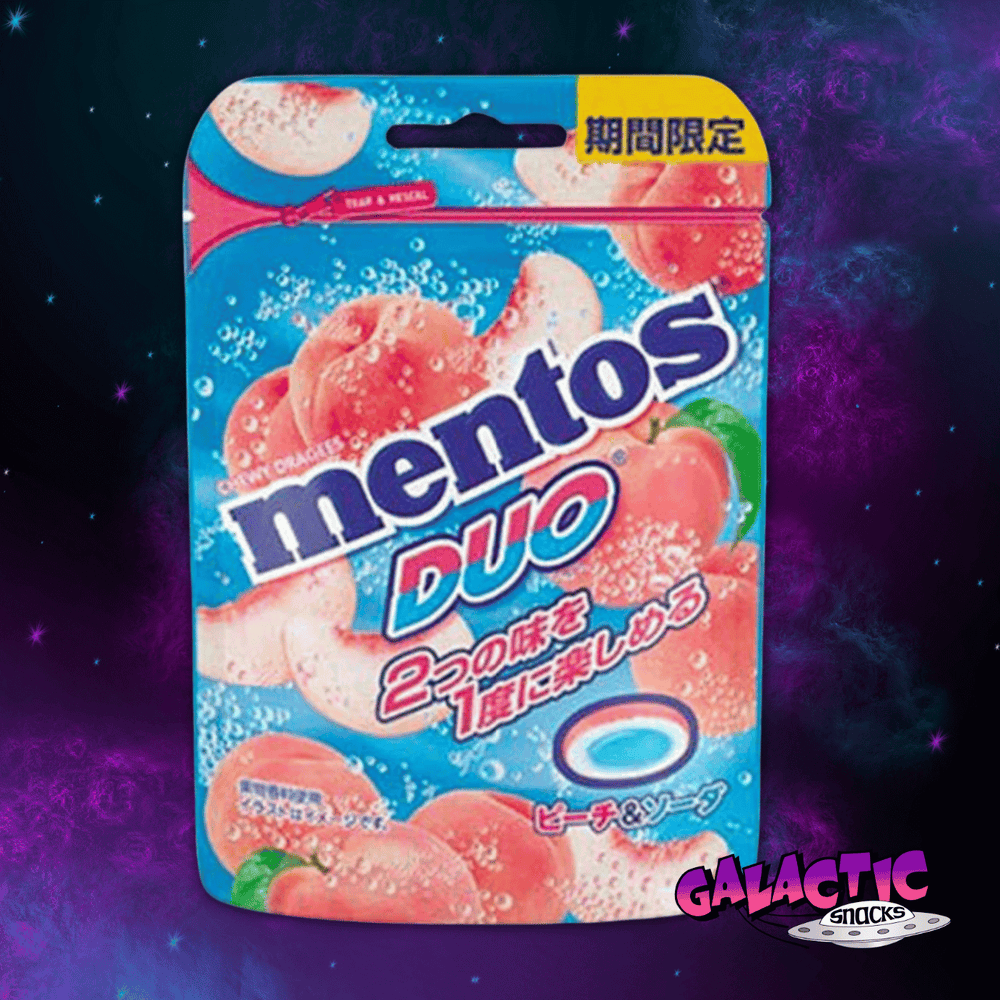 Mentos Duos - Peach & Ramune Soda Flavored - 45g (Japan) - Galactic Snacks BuySnacksOnline.com