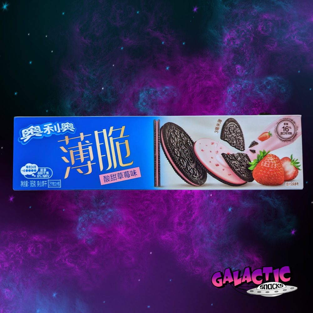 
            
                Load image into Gallery viewer, Oreo Thins - Strawberry Yogurt Flavor - 97g (China) - Galactic Snacks BuySnacksOnline.com
            
        