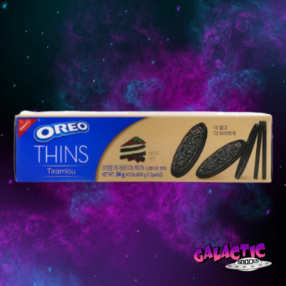 
            
                Load image into Gallery viewer, Oreo Thins - Tiramisu - 84g (Korea) - Galactic Snacks BuySnacksOnline.com
            
        