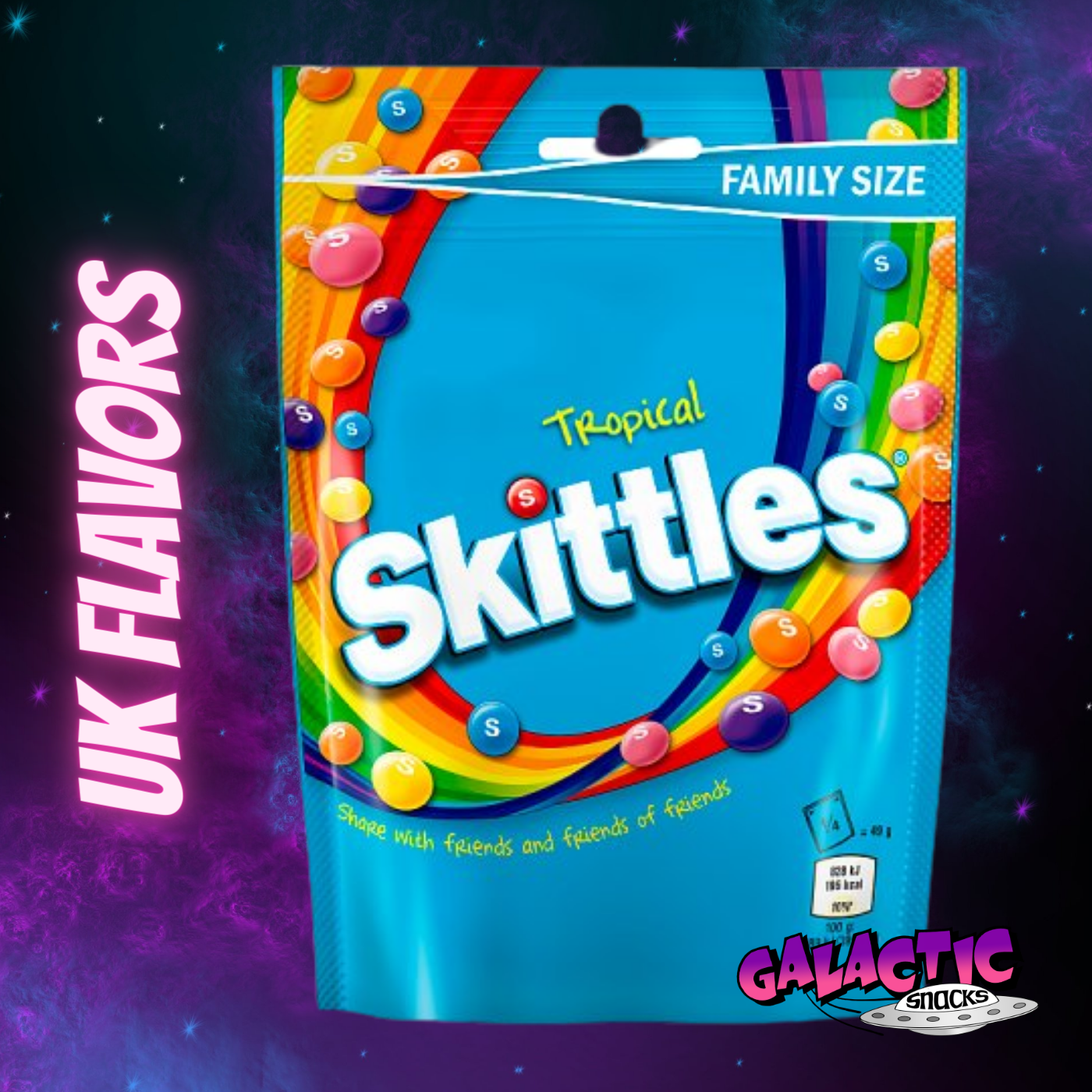 Skittles Tropical - UK Flavors - 152g (United Kingdom) - Galactic Snacks BuySnacksOnline.com