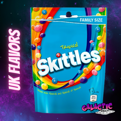 Skittles Tropical UK Flavors candy from the UK