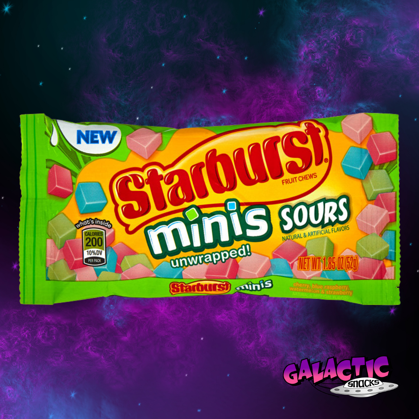 Starburst Mini Sours Unwrapped - 1.85 oz - Galactic Snacks BuySnacksOnline.com