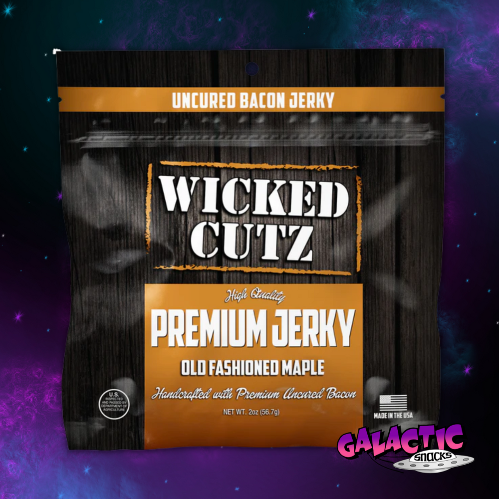 
            
                Load image into Gallery viewer, Wicked Cutz - Maple Bacon Jerky - 2oz - Galactic Snacks BuySnacksOnline.com
            
        